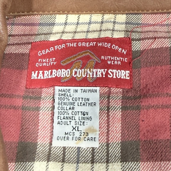 VTG Marlboro Country Store Men's Size XL Jean Jacket Leather Collar Denim - Picture 2 of 10